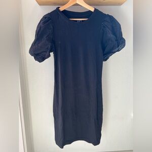 Black puff sleeve t shirt dress